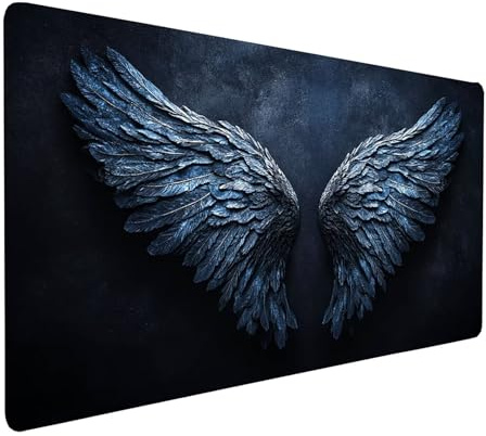 Tapis de Souris xxl 160x80x0.3cm Imperméable Aile Tapis de Bureau Gaming pour Clavier Souris Sans fil Ordinateur Portable, Mouse Pad Noir Bords Surpiqués Base Antidérapante pour Cadeau Homme model6810