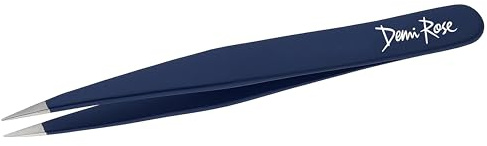 Pointed Tweezers | High Carbon Stainless Steel Ingrown Hair Tweezer | Needle Nose Tweezers Precision Perfectly Aligned & Hand Filed Sharp Tweezers (Navy)