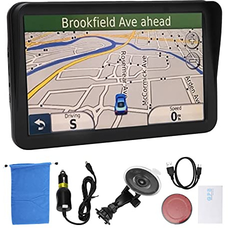 Brilluxa Navegador de coche, sistema de navegación GPS de 9 pulgadas, reproductor multimedia FM, dispositivo de navegación de visera solar de gran capacidad de 256 MB + 8 G con mapa europeo