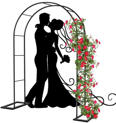 Arche de jardin pour roses en acier durable, treillage 120 x 220 cm, vert, parfait pour les patios extérieurs, les cours, les mariages et les plantes grimpantes.