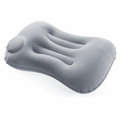 SEESUNO Inflatable Camping Pillow, Press-to-Inflate Camping Pillows for Adults Travel Sunbed Beach Sunbathing (Gray)