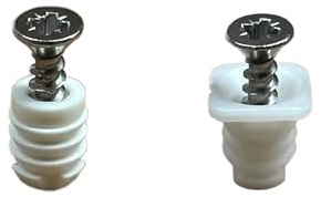 8mm Plastic Cabinet Hinge Dowel Inserts, Choose with Flanged or Non-Flanged Includes Screws and Bumpers/for Replacment and Repair of Cabinet Hinges 12 per Pack by E.H.C. (Flange)
