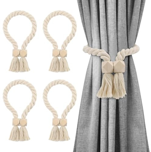 CHAOTEMAI 4 stycken gardiner gardinomtag magnetisk fastsättning gardin gardin bohemisk stil gardiner gardinhållare för vardagsrum sovrum arbetsrum balkong kaféer