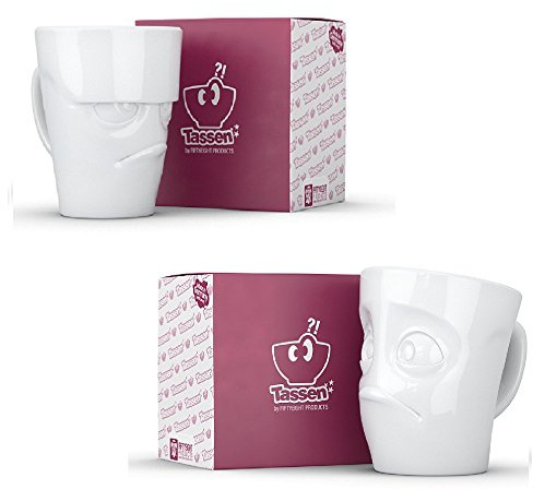 Fiftyeight 2er Henkeltassen Set GRUMMELIG & VERDUTZT je ca. 350ml / weiß