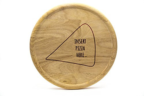 SNEG-DE Pizzateller 32cm aus Holz (Gummibaumholz) - Pizza Motiv - Insert Pizza Pizza | Gravur | Geschenk | Pizzateller