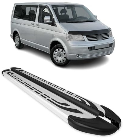 Marchepieds Latéraux pédale pour VW Transporter T5 2003-2015 Alu Gris L1 Court | Seuils latéraux, ajustement spécifique au véhicule