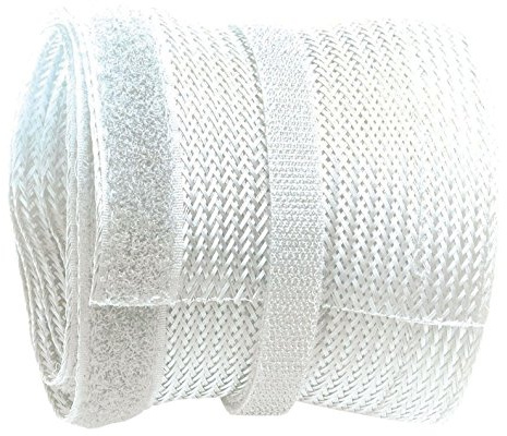 RICOO Kabelkanal flach weiß Z9085W-5 500cm x 8,5cm Kabel Kanal mit Klettverschluss Flexibler Kabelschlauch für Kabelmanagement & Kabelführung wiederverschließbar Kabelkanäle