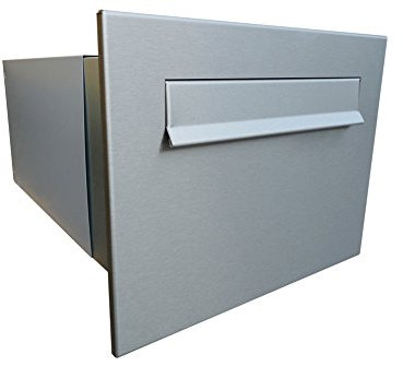 B-242 Cassetta postale bifamiliare passante a muro XXL in acciaio inox (profondità: 39-62 cm) - LETTERBOX24.de