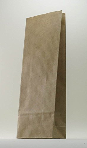 25 Braune Blockbodenbeutel, Papiertüten für kleine Geschenke, Tee, Kaffee etc. 70mm x 40mm x 205 mm; 1a Qualität mit Pergamineinlage