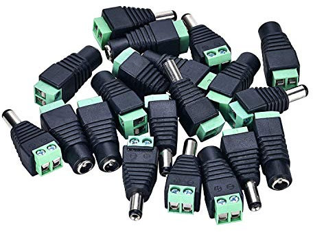 Pasow, connettori di alimentazione DC, adattatori per sistema di videosorveglianza a circuito chiuso. 10 pz jack femmina e 10 pz jack maschio