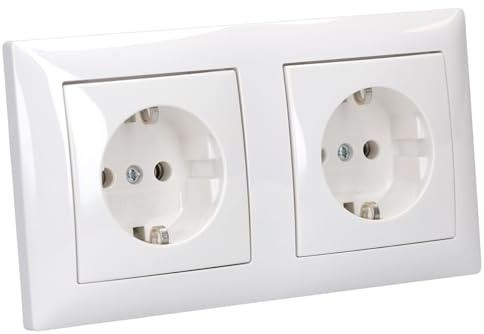 Busch-Jaeger Busch-balance SI 2-fach SCHUKO Steckdosen Set Alpinweiß | 2× 20 EUC-914 SCHUKO Steckdosen + 1× 1722-914 Abdeckrahmen 2-fach