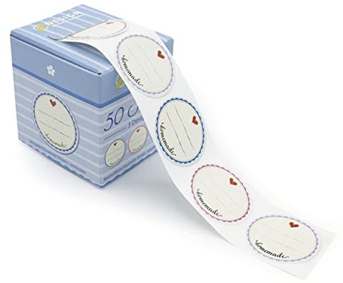 AVERY Zweckform 56819 Marmeladen Etiketten selbstklebend 50 Stück (Ø38mm, Aufkleber Marmeladenglas, Einmachen, Haushaltsetiketten ablösbar, Homemade, beschriftbar, Weihnachten) Sticker auf Rolle