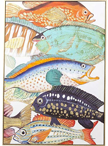 Kare Design Cuadro Retocado al Óleo, Fish Meeting Two, Policromo, 100x75x3.5cm