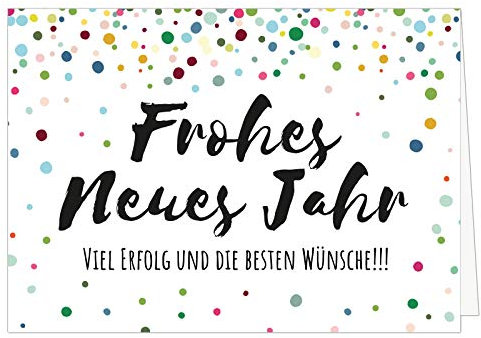 Große XXL Karte (DIN A4) Motiv Frohes Neues Jahr - Buntes Konfetti - Edle Design Klappkarte Neujahr/Silvester 2021