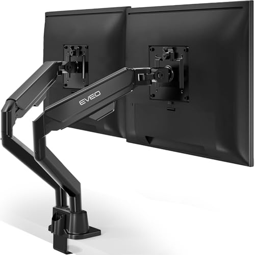 EVEO Premium Dual Monitor Stand - 10-32”, VESA Bracket, Adjustable Height Gas Spring Arm for 2 Monitors
