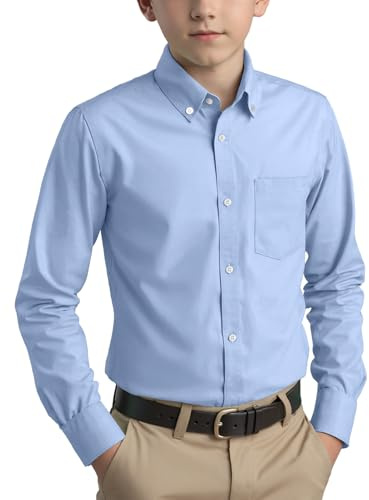 Spring & Gege pojkar långärmad uniform bomull twill knapp ner tröja för barn (3-14 år)