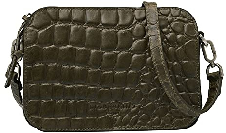 LIEBESKIND Berlin Damen Croco Luka Crossbody Umhängetasche, Small (HxBxT 14.5cm x 20.5cm x 7cm), umber green