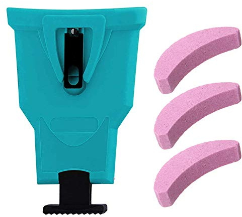 REYOK Chainsaw Teeth Sharpener, Heavy Duty Bar-Mounted Sharpener with 3 Bonus Sharpening Stones, Woodworking Saw Chain Self Sharpening Quick Grinding Chain Tools - Fit for 14/16/18/20 Inch Chain Saw