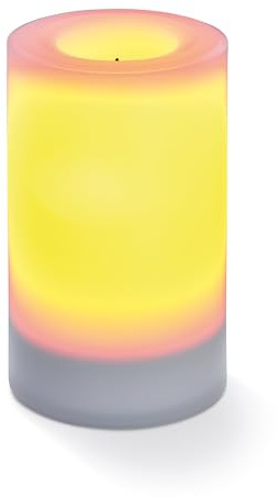Esotec Solar LED Kerze Mila, Flammeneffekt, Flackerlicht, Tischleuchte, Akku, Leuchtkerze, Solarleuchte, Candellight, Campinglampe, 7,5x12cm, Kunststoff, außen, outdoor, gelb, 102232