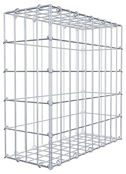 GABIONA Gabione 50 × 50 × 20 cm (L x H x T) – Steinkorb aus 4 mm Draht, Maschenweite 5 × 10 cm, C-Ring Verschluss + Gratis-Zange – ideal für Sichtschutz, Gabionenzaun, Gartenmauer und Steinkorbwand