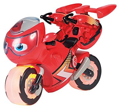Ricky Zoom Lightning Rescue, Große Ricky Zoom Action Figur, Spielzeugmotorrad, Kinder-Motorradspielzeug mit Lichtern für Jungen und Mädchen ab 3 Jahren, T20121EN, Red