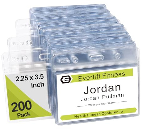 Namensschild Ausweishüllen Ausweishalter Ausweishuelle Namensschilder - Fushing 200 Stück Ausweishülle Horizontal Transparent ID Badge Holder Durchsichtige Namensschilder Kunststoff