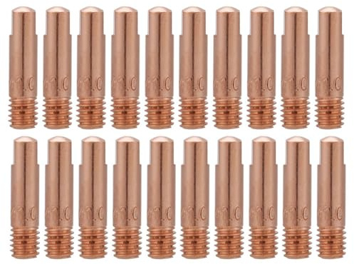 Mig Mag Schweißdüsen 0.8mm, 20 Stück Schweiß Kontaktspitzen Schweissgerät Düsen Ersatz Schweißbrenner Stromdüse, für 15AK MIG Schweißbrenner Zubehör Verschleißteile (1.0)