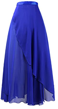 LUOFANG Jupe de Danse en Mousseline de Soie pour Femmes Jupe de Danse Longue pour Filles Jupe Portefeuille de Ballet Classique Danse Skate sur écharpe Jupe vêtements de Danse