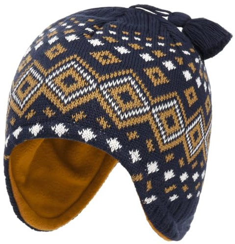 maximo Livola Kids Inkamütze Kindermütze Beanie Wintermütze Kinder - Made in Germany mit Futter Winter Herbst-Winter - 49 cm Camel