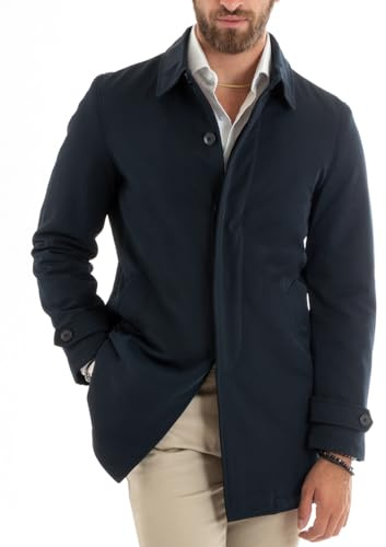 Giosal Giacca Uomo Trench Sartoriale Giaccone Soprabito Elegante Casual Invernale Impermeabile (56, Blu)