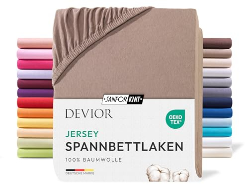 Devior Topper Spannbettlaken 180x200cm - 200x200cm, 100% Baumwolle, Matratzenhöhe bis 22cm, Nougat – 135 g/m² Anti-Statisches, atmungsaktives Bettlaken mit Einlaufschutz, Matratzenbezug Braun