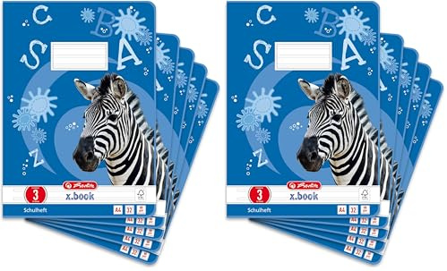 Herlitz 10767283 Heft A4 Lineatur 03, 32 Blatt: Motiv: Zebra, FSC Mix, 5 Stück (Packung mit 2)