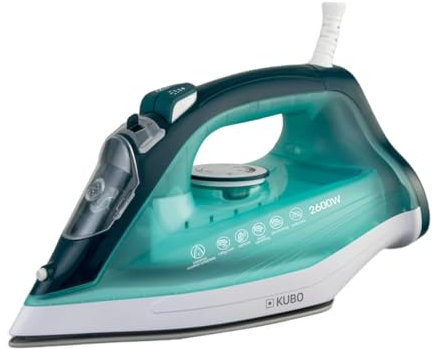 KUBO - Plancha de ropa a vapor - Suela de Cerámica - Golpe de Vapor 140g - Función de Autolimpieza - Depósito de Agua 320 ml - Potencia 2600W