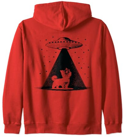 Teacup Yorkie Mom Dad Dog - Funny Alien UFO Zip Hoodie