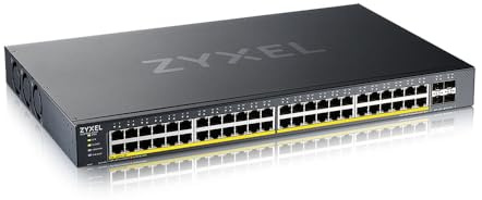 Zyxel Netzwerk Switch 48 Port | Lite-L3 | 10G | PoE | XGS1935-52HP | 44x PoE+ mit 375W Budget + 4x 10G SFP+ Ports, NebulaFlex, Smart-Managed L3, Smart Fan, Rackmontage Kit