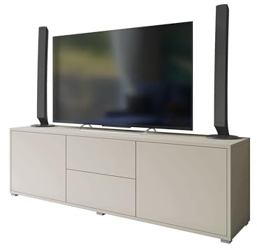 Mirjan24 TV-Lowboard Gesita 2D2SZ, 2 Türen, 2 Schubladen (Cashmere) | Griffloser Fernsehschrank mit Push-to-open-System, 4 Innenfächern und Rollenführung, B/H/T: 141/50/41 cm