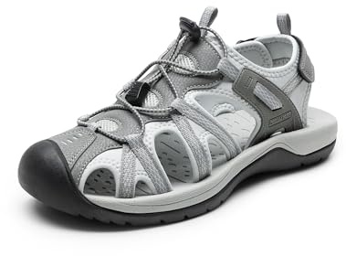 DREAM PARS-sandaler för män vandring vattensport atletisk strand utomhus bekväma lediga stängda tåar sommar sandalskor, Ljusgrå, 40 EU