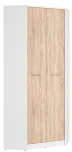 BLACK RED WHITE Eckschrank Nepo Plus 80x80 cm weiß/Eiche Sonoma ohne Spiegel, 2-türig, kratzfester Laminat, Elegante Stauraumlösung für modernes Interieur