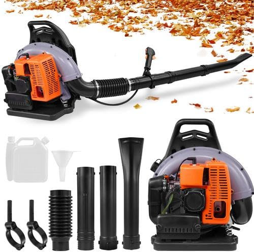 Ankishi Souffleur à essence - 63 CC - Portable à l'arrière - Moteur à 2 temps - Avec réservoir de carburant de 1,7 l - Souffleur à gazon - Fraise à neige haute résistance pour l'entretien de la