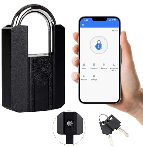 Candado de Huella Dactilar, 3 En 1 Impermeable Huella Dactilar Bluetooth App Cerradura con 2 Llaves, USB de Carga de Alta Seguridad de combinación de Bloqueo para Armario, cajón