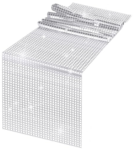 Disco Party Tischläufer, Discokugel Tischdecke,Silber Glitter Table Runner | 30x275cm Disco Party deko,70er 80er Jahre Disco Thema deko,Tisch läufer für Retro Jahre Disco Party Deko Geburtstag Tanzparty