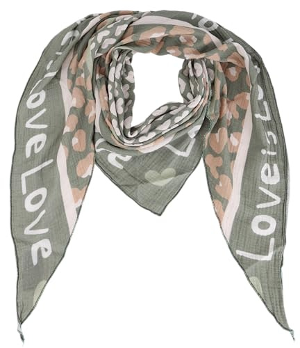 Damen Musselin Halstuch Made in Italy mit Leo Love Paisley Happy– Leichtes Dreieckstuch für Frühling & Sommer, Baumwolle, ca.195x85 cm