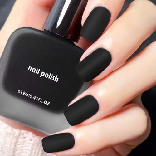 Matte Black Nail Polish - Quick-drying Formula, No UV Curing Needed - Ideal for Winter & Christmas - Women's Nail Care