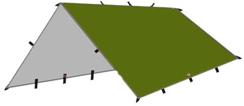 WAJJWI Zeltplane wasserdichte Zeltplane, 19 Aufhängepunkte, Überlebenszelt, Outdoor, Camping, Sonnenschutz, Leichter Sonnenschutz(Olivegreen 3x3.0m,Only tarp Cloth)