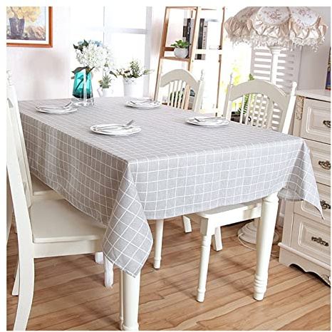 Outdoor Table Linen Grey Cotton & Linen Tablecloth 120x160cm Garden Décor Stylish Protection for Tables Trellis Design Perfect for Parties and Events