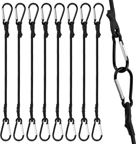 Bomtop 8 Pièces Tendeurs Elastique avec Mousqueton, Mini Tendeur Elastique, Tendeur Elastique avec Crochet pour Bagages, Camping, Bâches, Tente et Vélo, Accessoires de Fixation Polyvalents