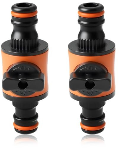 RJLLKD Double-Way Hose Pipe Connector 2 Pack, Abs Quick-Release Garden Hose Connector Double Male In-Line Shut-Off Valve for Garden Hose Clamp Repair Electrical Valve Kitchen Kit Automotive