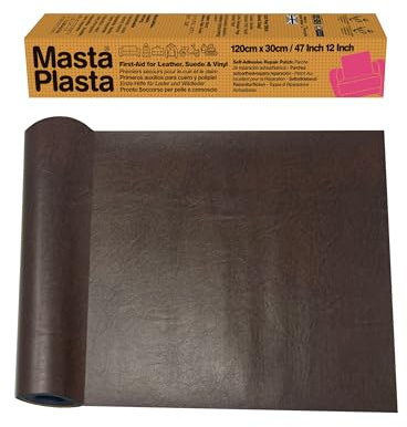 Lederreparatur-Set selbstklebend für Sofa, Autositz – Mittelbraun 120×30cm | All‑in‑One selbstklebende Lederreparatur von MastaPlasta – Polsterqualität, starker deutscher Kleber; keine Werkzeuge nötig