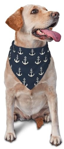 Hundehalstuch für kleine, mittelgroße und große Hunde, Vintage-Stil, weiß, Anker-Druck, verstellbar, niedlich, dreieckig, Lätzchen, Schal, Taschentuch, Zubehör