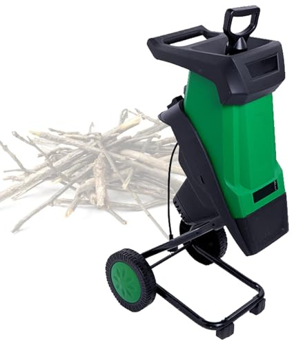 VNATWGOO Trituradora De Ramas EléCtrica AutomáTica De 2400 W, con Bolsa Recolectora De 50 L, 4500 RPM para Ramas De 0 A 40 Mm Green